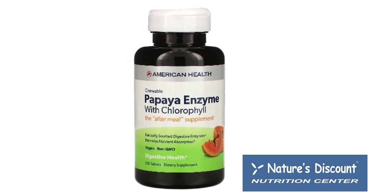 Nature's Discount S.Lucia AMERICAN HEALTH Papaya Enzyme W/ Chlorophyll Chewable 100 Wafer